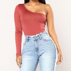 Fashion Nova Marsala One Shoulder Top size Medium
